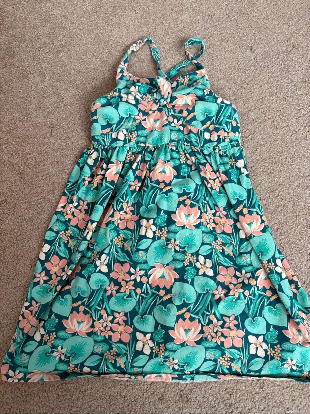 Tommy Bahama Teal Floral Knot-Front Sundress with Coral Accents